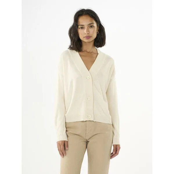 KnowledgeCotton Apparel KnowledgeCotton Apparel Strickcardigan mit V-Ausschnitt aus EcoVero, Natur (buttercream), – Produktbild 1 von 4