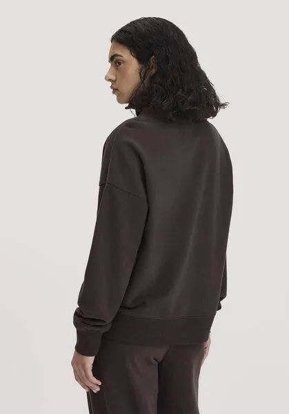 hessnatur hessnatur Troyer-Sweatshirt Oversize aus Bio-Baumwolle mit recycelter Baumwolle, Espresso, – Produktbild 2 von 4