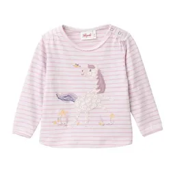 People Wear Organic People Wear Organic Langarm Shirt, rosa geringelt, "Pferd", Bio-Baumwolle – Produktbild 1 von 1