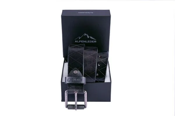 Alpenleder Alpenleder Gürtel RAUTE, Ebenholz ( schwarz ), – Produktbild 4 von 6