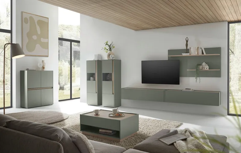 Home affaire Highboard City/Giron, moderner Schrank, Kommode, Stauraumschrank, Hochschrank, zeitlos, modern, ausreichend Stauraum, vielseitig einsetzbar, Grün, – Produktbild 1 von 5