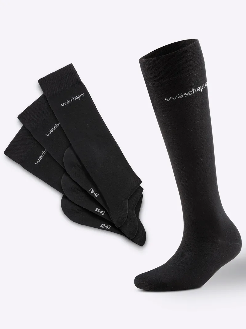 wäschepur Kniestrümpfe, Schwarz, – Produktbild 1 von 3