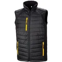 Result Genuine Recycled Result Genuine Recycled Reduzierte Herren Weste Steppweste Atmungsaktiv Wasserabweisend Bodywarmer bis Größe 4XL Wattiert Padded Übergangsweste, Schwarz/gelb, – Produktbild 1 von 1