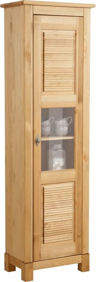 OTTO home Vitrine Rauna Vitrinenschrank, Stauraumchrank Höhe 180 cm, aus massiver Kiefer, FSC®-zertifiziert, Beige, – Produktbild 2 von 4