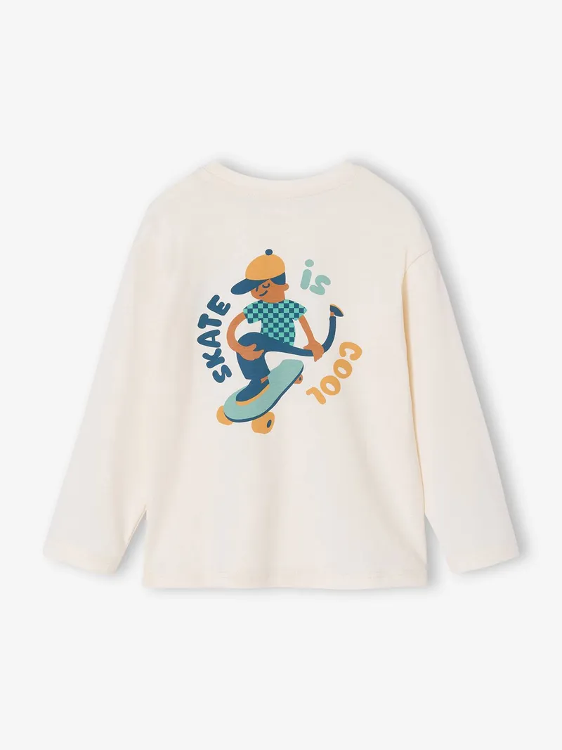Vertbaudet Jungen Shirt mit Print, Wollweiß, – Produktbild 1 von 4