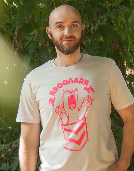päfjes päfjes Bärta Brüllbärin - Fair Wear Männer Bio T-Shirt - Natur, Pink, – Produktbild 3 von 4