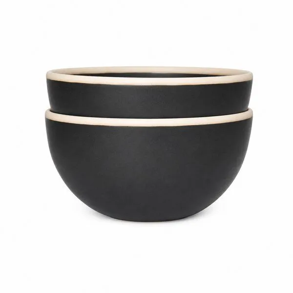 Good To Give Good To Give Keramik Schalen Set aus Steingut, 2er Geschirrset hochgebrannt, Schwarz, – Produktbild 1 von 4