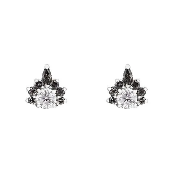 Eppi Eppi Ohrringe mit Moissaniten und Salt and Pepper Diamanten Kruno, Weiss, – Produktbild 1 von 2