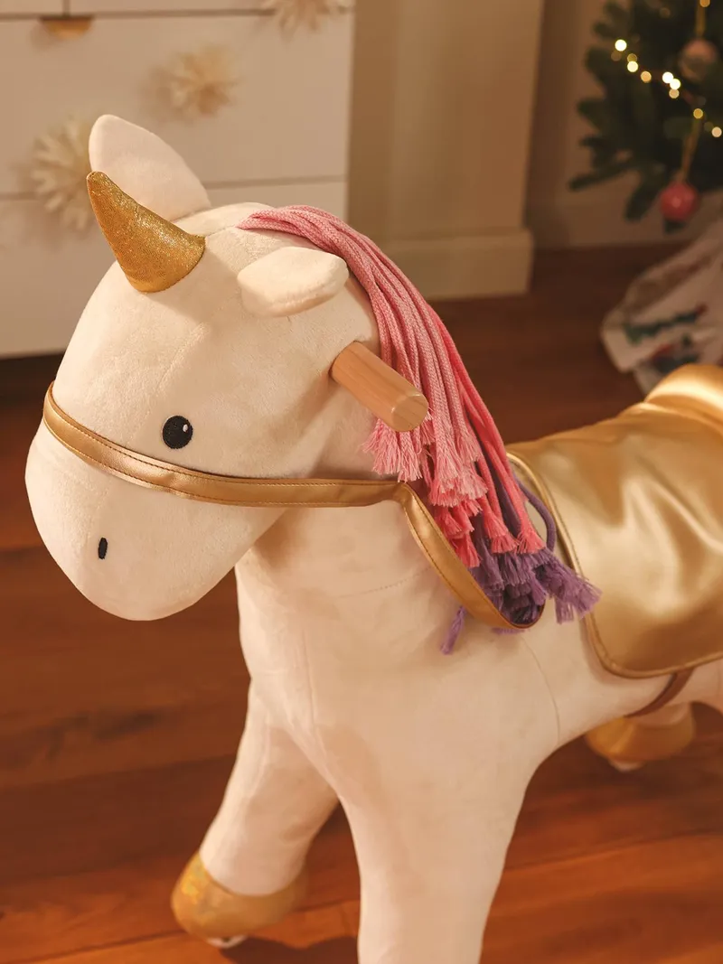 Vertbaudet Vertbaudet Kinder Reitpferd oder Einhorn auf Rollen, Großes einhorn weiß, – Produktbild 4 von 4
