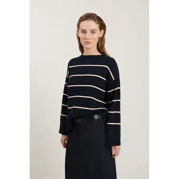 Basic Apparel Basic Apparel Gestreifter Pullover WINIE aus Bio-Baumwolle, Blau (sky captain / birch), – Produktbild 1 von 1