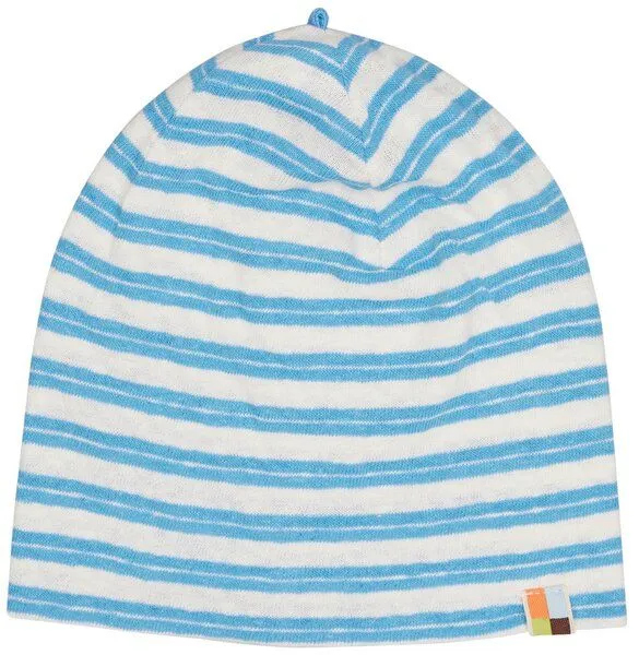loud + proud loud + proud Kinder Mütze Streifen mit Leinen, GOTS-zertifiziert, Basin(blau), – Produktbild 1 von 2