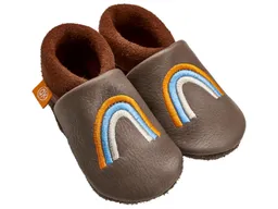 Orangenkinder Kinder Lederpuschen Krabbelschuhe Bio-Leder "Regenbogen" taupe Gr.20/21 – Produktbild 1 von 1