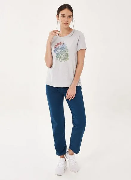 ORGANICATION ORGANICATION T-Shirt aus Bio-Baumwolle mit Riesenrad-Print, Cloud grey, – Produktbild 2 von 4