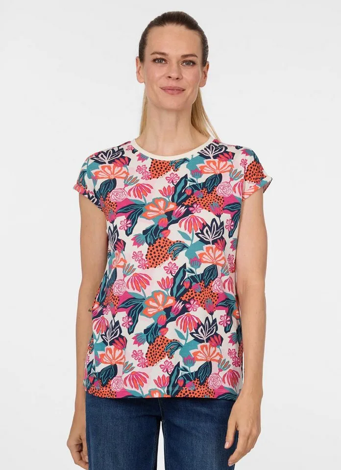 ragwear ragwear T-Shirt DIONA PRINT aus Baumwollmischung, mit Modal, normale Passform, Kurzarm, Beige, – Produktbild 1 von 3