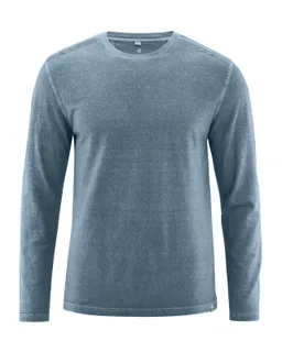 HempAge Hempage Herren vegan Langarmhemd Im Used Look Taubeblau – Produktbild 1 von 1