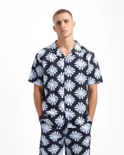 Kuyichi Kuyichi Herren vegan Hemd Robby Gedruckt Ss Mitternachtsblau – Produktbild 1 von 1