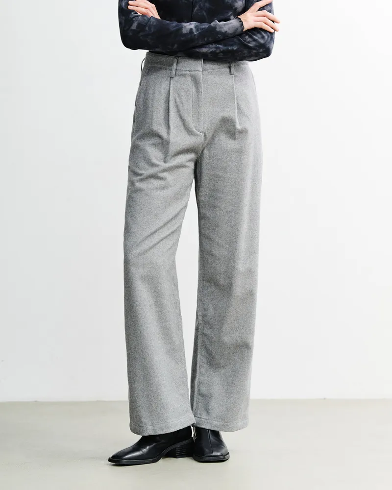 Rotholz Rotholz Damen vegan Hose Mit Hoher Taille Aus Flanell Hellgrau, Grau, – Produktbild 1 von 2