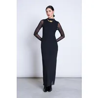 JAN N JUNE JAN 'N JUNE Damen vegan Zaldi Langarm-Kleid Aus Netzstoff Schwarz – Produktbild 1 von 1