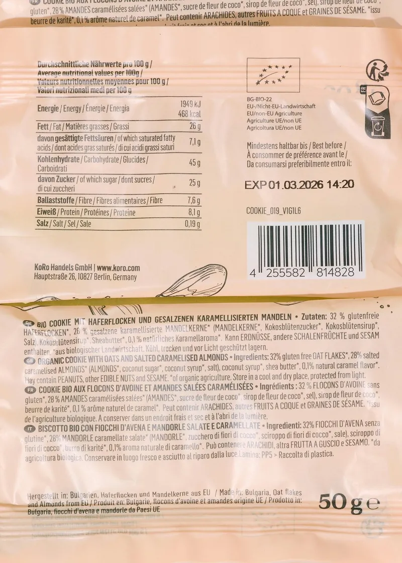 KoRo Bio Cookie Caramelised Almond 50 g – Produktbild 5 von 5