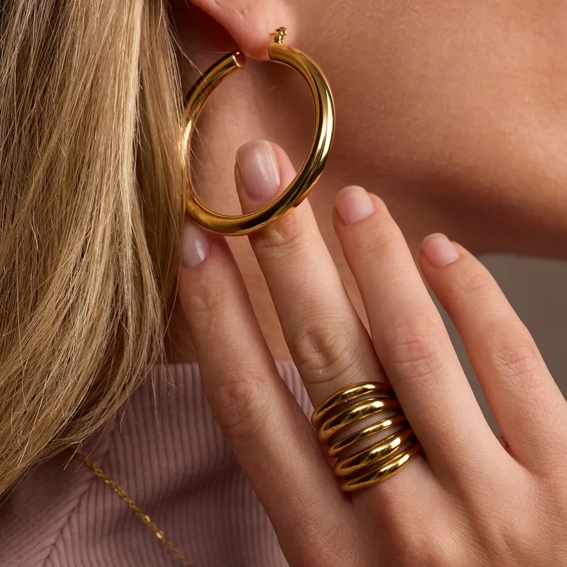 Amadeus Amadeus Damen vegan Ring Zion Fünf Stufen Gold, Gold, – Produktbild 1 von 2