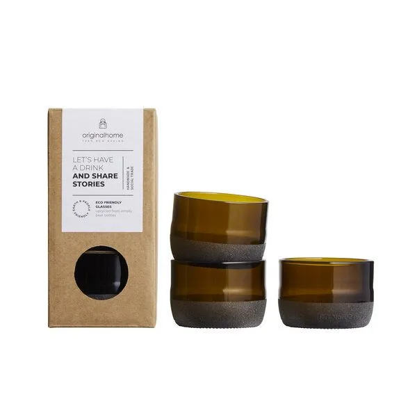 Originalhome Originalhome Gläser aus recycelten Bierflaschen, S/3, Braun, – Produktbild 1 von 4