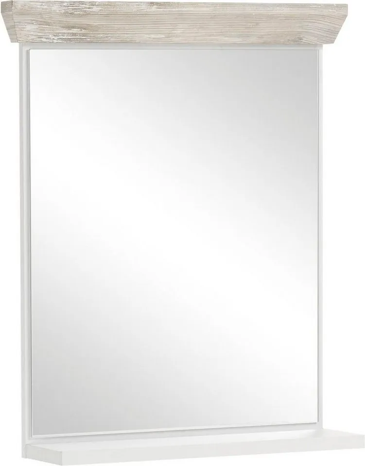 Home affaire Badspiegel Florenz, Spiegel im Landhausstil, in Pinie Weiß, mit Ablagefläche, Breite 60 cm, Weiß, – Produktbild 2 von 5