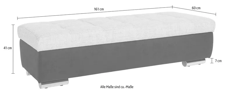 DOMO collection Hocker TREVISO XXL: 161x60x41 cm, mit Stauraum, auch in Cord, passend zur Serie, moderne Steppung, Schwarz, – Produktbild 5 von 5