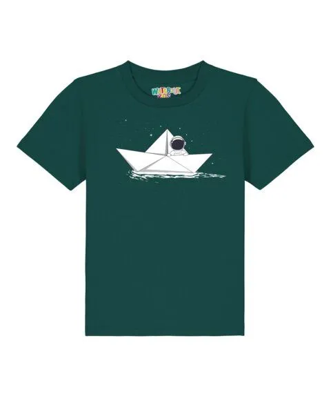 watabout.kids watabout.kids T-Shirt Kinder Astronaut in paper boat, Glazed green, – Produktbild 1 von 2