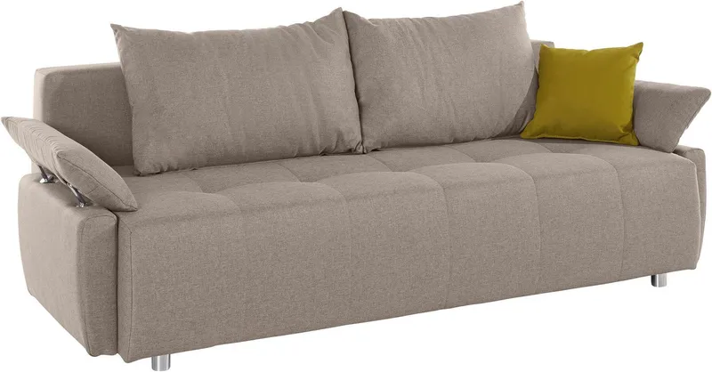 COLLECTION AB Schlafsofa Funtastic, B: 212 cm, Liegefl. 145x187 cm, Armteilverstellung,in Cord, Schlaffunktion, Bettkasten & Zierkissen, Gästebett mit Federkern, Beige, – Produktbild 5 von 5