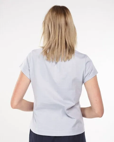 Alma & Lovis Alma & Lovis Kurzarmshirt im Blusen-Style aus Bio-Baumwolle | Short Blouse, Stoneblue (blau), – Produktbild 4 von 4