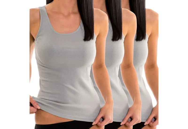 HERMKO Achseltop Achselhemd (Pack, 3er) Tank Top, Achselhemd, 100 % Bio-Baumwolle, Basic, Shirt, Feinripp, Grau, – Produktbild 1 von 2