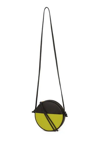ELEKTROPULLI Kleine Runde Schultertasche MONA aus Leder von ElektroPulli, Schwarz / grün, – Produktbild 2 von 3