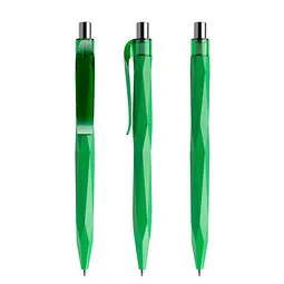 prodir prodir® Druckkugelschreiber QS20 PMT Push, blaue Mine, hellgrün/silber poliert, Silber / hellgrün, – Produktbild 1 von 1