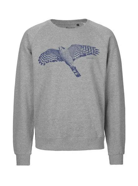 Peaces.bio - handbedruckte Biomode Peaces.bio - handbedruckte Biomode Bio Damen-Sweatshirt Loose Fit Sperber, Grau, – Produktbild 1 von 2