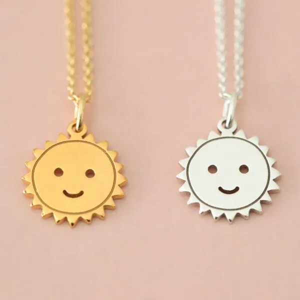 BELLYBIRD Jewellery BELLYBIRD Jewellery Kinderkette - kleine lachende Sonne, Anhänger/ Silber/ Silber vergoldet, Silver, – Produktbild 2 von 4