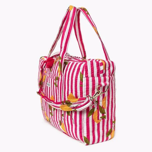 KIKOONI KIKOONI handgefertigte große Reisetasche TRAVELER BAG, Twisted lemon pink, – Produktbild 4 von 4