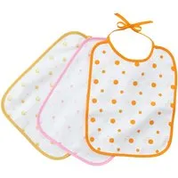 HANS NATUR Lätzchen mit Bindebändern Bio Baumwolle 3er-Set orange-pink-gelb Maße 32 x 26 cm – Produktbild 1 von 1