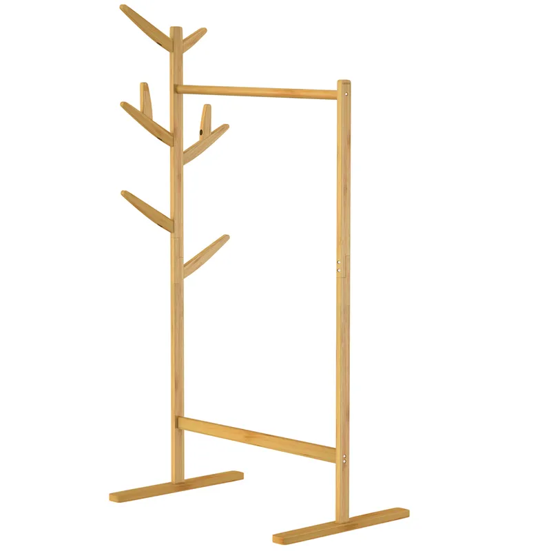Casaria® Casaria Casaria Kleiderständer Garderobenständer Bambus mit Keiderstange und 8 Haken – Produktbild 1 von 1