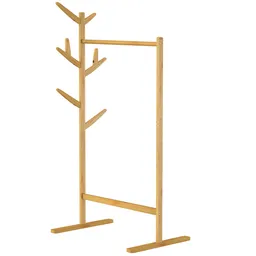 Casaria® Casaria Casaria Kleiderständer Garderobenständer Bambus mit Keiderstange und 8 Haken – Produktbild 1 von 1