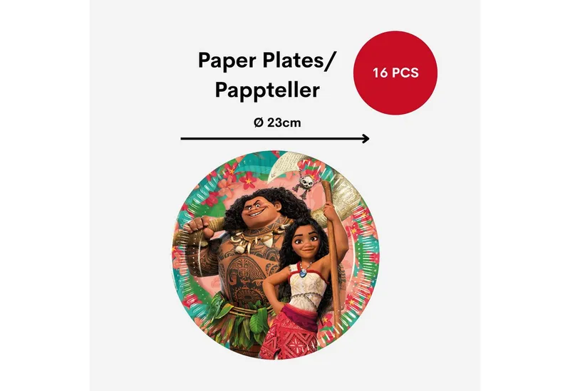 Procos Einweggeschirr-Set Vaiana 2 Partygeschirr Set 52-tlg Kindergeburtstag Moana Teller Becher, 16 Personen, Bunt, – Produktbild 4 von 5
