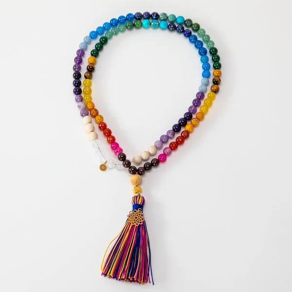 Divasya Divasya Mala Kette "Rainbow Chakra" aus 20 verschiedenen, bunten Kristallen – Produktbild 1 von 4