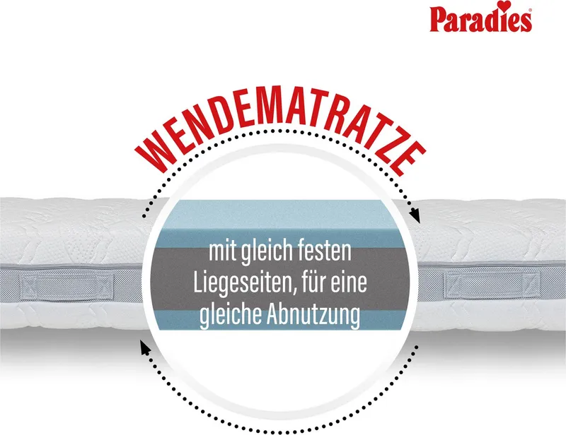 Paradies Taschenfederkernmatratze Paradies Prolife Strong XXL Version des Testsiegers*, Paradies, 22 cm hoch, Kaltschaumversion Note GUT (2,2), getestet in 90x200 cm, Härtegrad 3, Weiß, – Produktbild 5 von 5