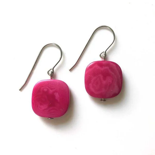 Mekhada Mekhada Tagua Ohrhänger CUADRO, Fuchsia, – Produktbild 1 von 2