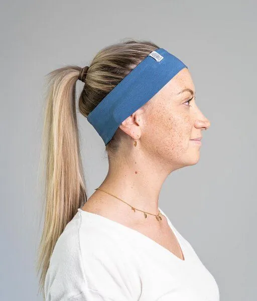 obumi obumi STIRNBAND SCHMAL AUS BIO JERSEY IN VIELEN FARBEN, Grey blue, – Produktbild 3 von 4