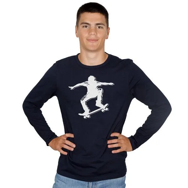 HANDGEDRUCKT HANDGEDRUCKT "Skater" Männer Longsleeve, Navy, – Produktbild 1 von 3