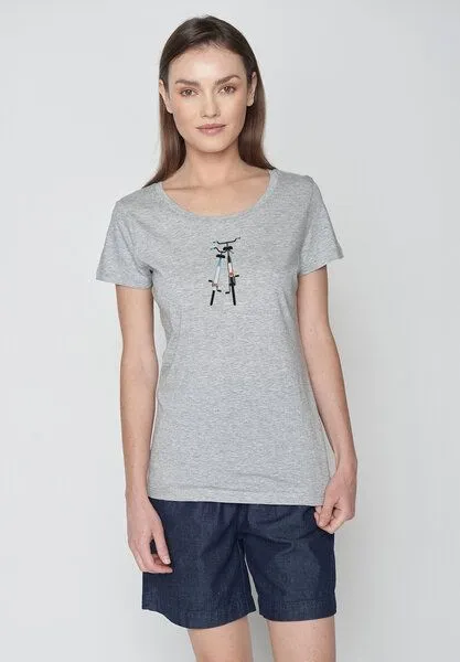 GreenBomb GREENBOMB Bike Romantic Loves - Lässiges T-Shirt aus Bio-Baumwolle / hochwertiger Print / GOTS / Fair & Vegan, Grau (heidegrau), – Produktbild 1 von 4