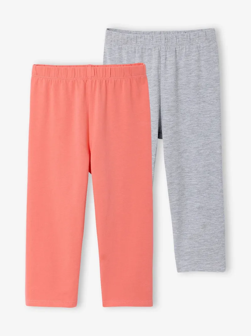 Vertbaudet 2er-Pack Mädchen 3/4-Leggings BASIC, Grau meliert, – Produktbild 1 von 2