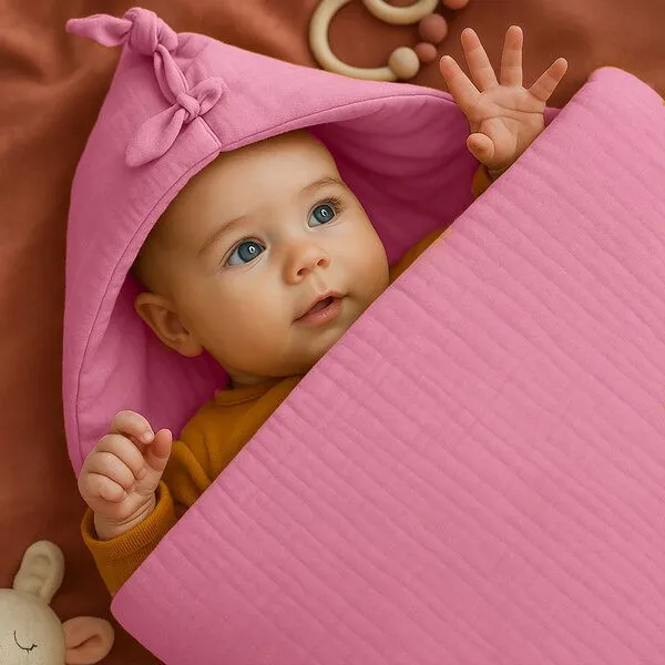 PAPATE PAPATE Babynest aus Bio-Baumwolle, Rosa, – Produktbild 2 von 4