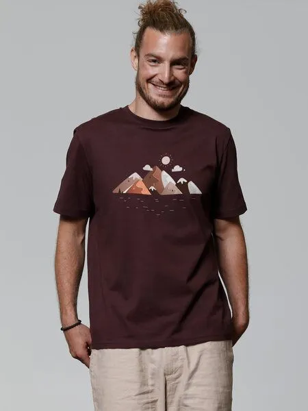 watapparel watapparel T-Shirt Unisex Mountains & Moon, Red brown, – Produktbild 2 von 3