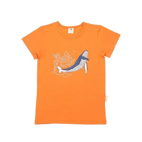 Walkiddy Walkiddy Kinder T-Shirt – Orange mit Walmotiv, Kurzarm, weich & bequem, sommerlich, gut kombinierbar, Blau, – Produktbild 1 von 3
